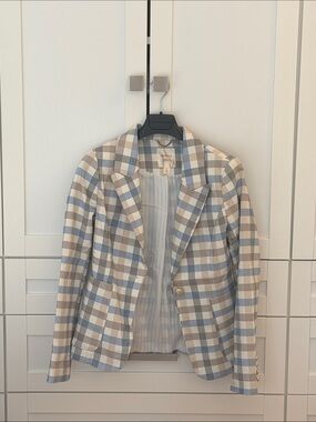 Women's Checked Blazer - Blue & Cream